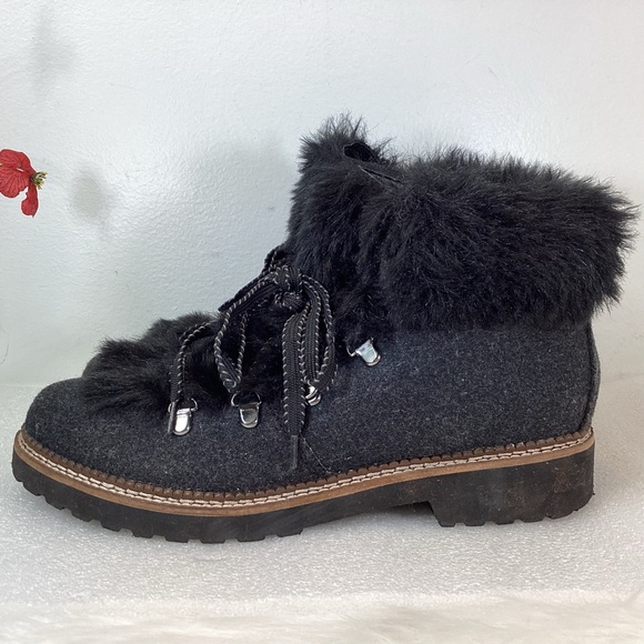 FRANCO SARTO HARLIN WOOL & FAUX FUR ANKLE BOOTIES SZ 9
